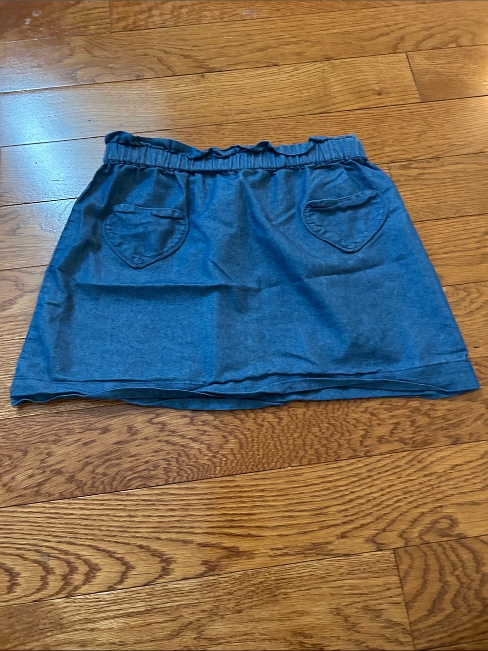 Blue Denim-Look Elastic Waist Mini Skirt